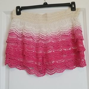 Crocheted pink ombre shorts